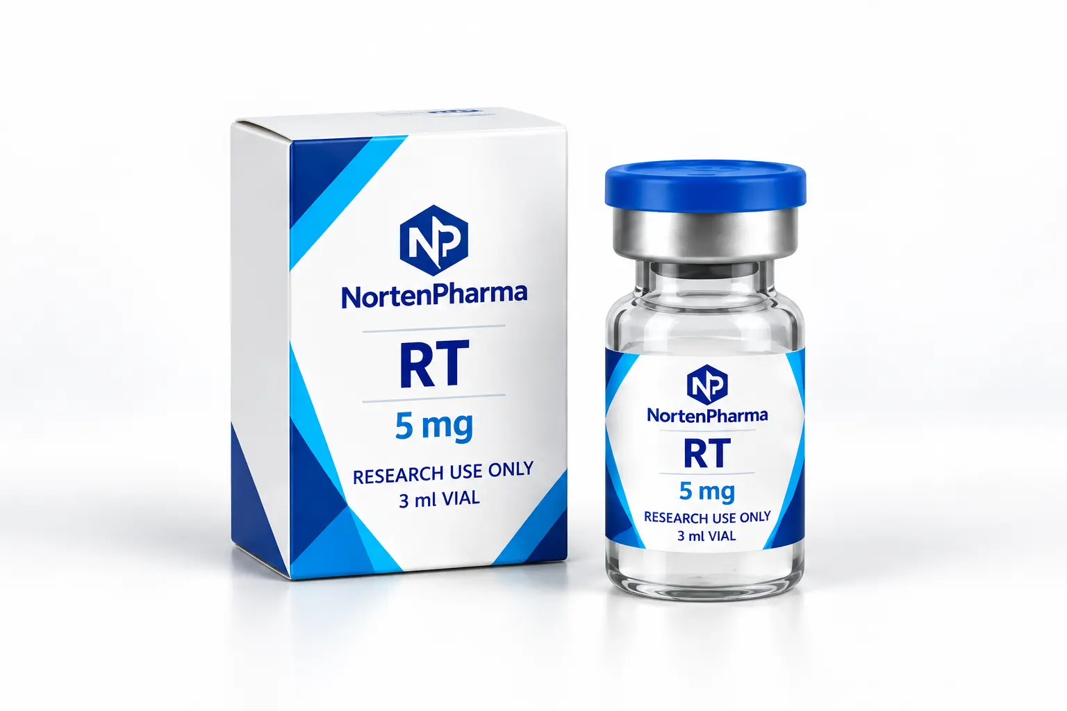 Wizualizacja fiolki i opakowania: RT 5 mg